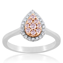 Load image into Gallery viewer, 9ct  White and Rose Gold 1/3 Carat Diamond Ring With Pink Argyle Diamonds