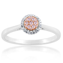 Load image into Gallery viewer, 9ct  White and Rose Gold 0.15 Carat Diamond Ring With Pink Argyle Diamonds