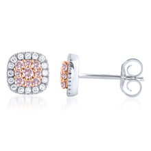 Load image into Gallery viewer, 9ct  White and Rose Gold 1/3 Carat Diamond Stud Earrings With Pink Argyle Diamonds