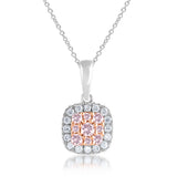 1/4 Carat Diamond Pendant With Australian Pink Argyle Diamonds in 9ct White and Rose Gold