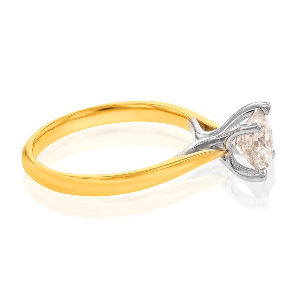 9ct Yellow Gold Solitaire Ring With 1 Carat Australian Diamond