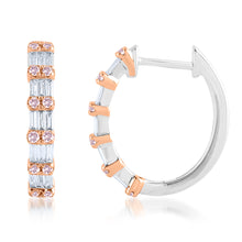 Load image into Gallery viewer, 9ct  White and Rose Gold  0.40 Carat Diamond Hoop Earrings With Pink Argyle Diamonds