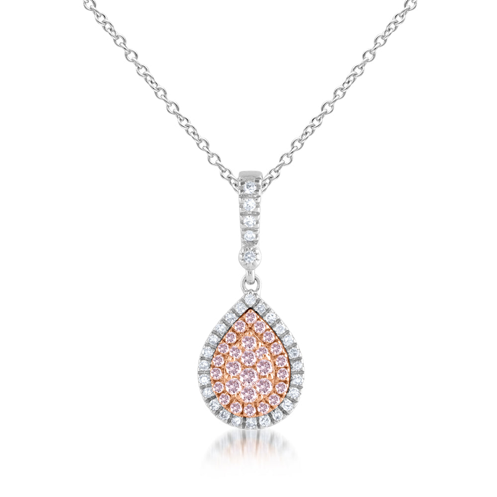 9ct White & Rose Gold 1/5 Carat Diamond Pendant With Pink Argyle Diamonds 50cm Chain
