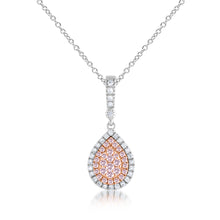 Load image into Gallery viewer, 9ct White &amp; Rose Gold 1/5 Carat Diamond Pendant With Pink Argyle Diamonds 50cm Chain