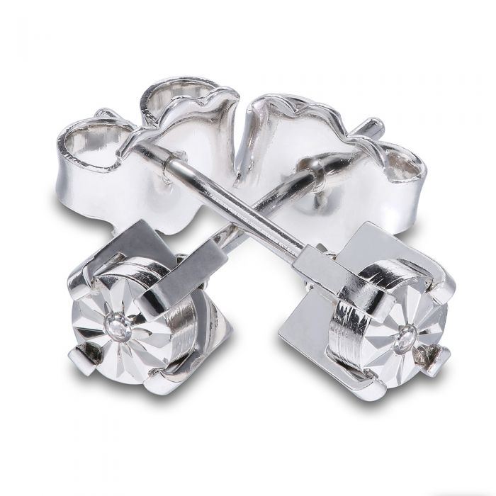 Sterling Silver 4mm Diamond Stud Earrings