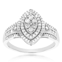 Load image into Gallery viewer, Sterling Silver 1/2 Carat Marquise Shaped Diamond Dress Ring