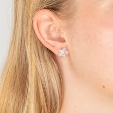 Load image into Gallery viewer, Sterling Silver With 2 Diamond Star Shape Earing Studs