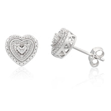 Load image into Gallery viewer, Diamond Heart Shape Earring Studs in Sterling Silver