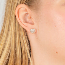 Load image into Gallery viewer, Diamond Heart Shape Earring Studs in Sterling Silver