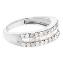 Load image into Gallery viewer, Sterling Silver 1.1 Carat Diamond Ring with Round Brilliant Cut and Baguette Diamonds