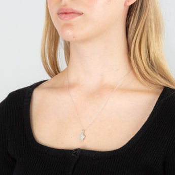 Sterling Silver With Diamond Star Shape Pendant On 45cm Chain
