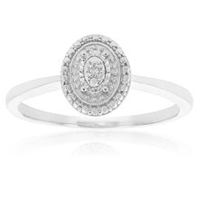 Load image into Gallery viewer, Sterling Silver With Diamond Oval Shape Ring