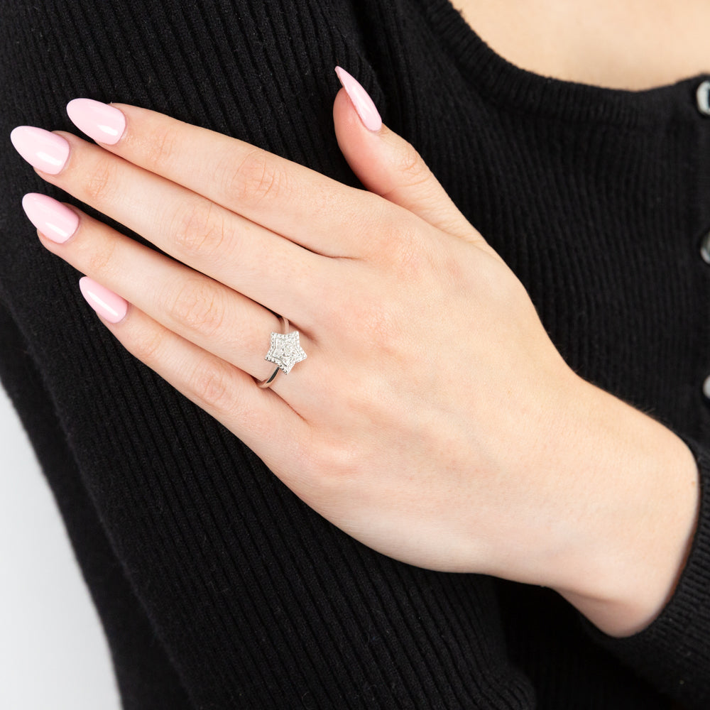Sterling silver diamond shop wedding rings