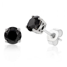 Load image into Gallery viewer, Sterling Silver 2 Carat Black Diamond Stud Earrings