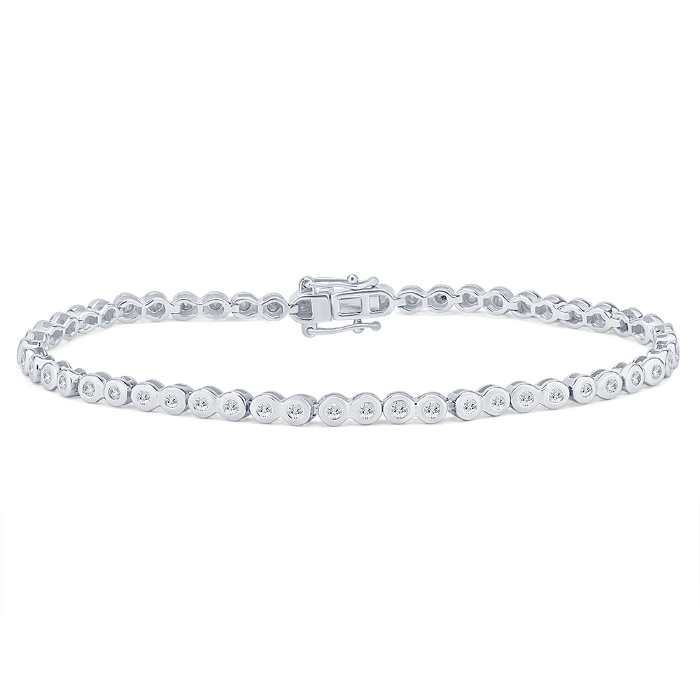 1 Carat Diamond Bezel Set Tennis Bracelet With 53 Diamonds 18cm in Sterling Silver