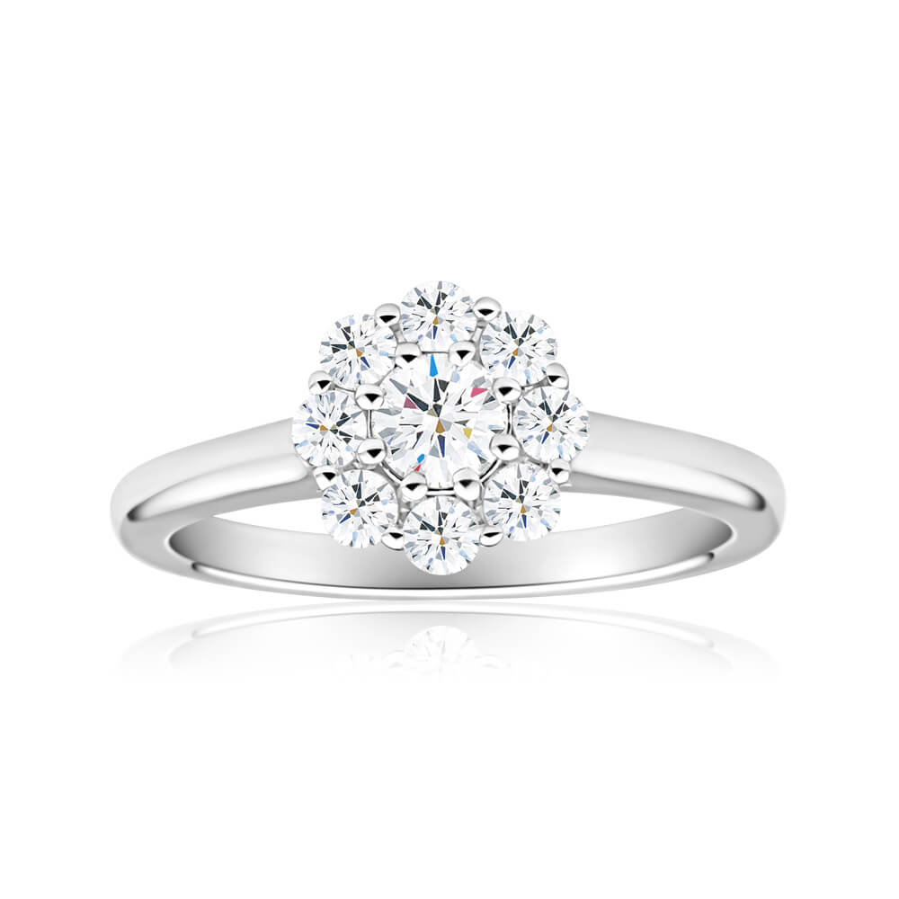 Flawless Cut 18ct White Gold Ring With 0.8 Carats Of Diamonds