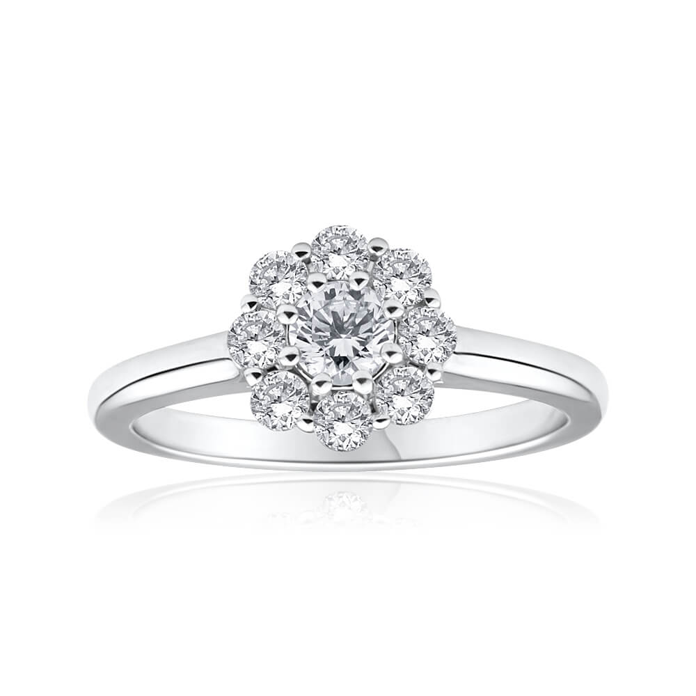 Flawless Cut 18ct White Gold Ring With 0.8 Carats Of Diamonds