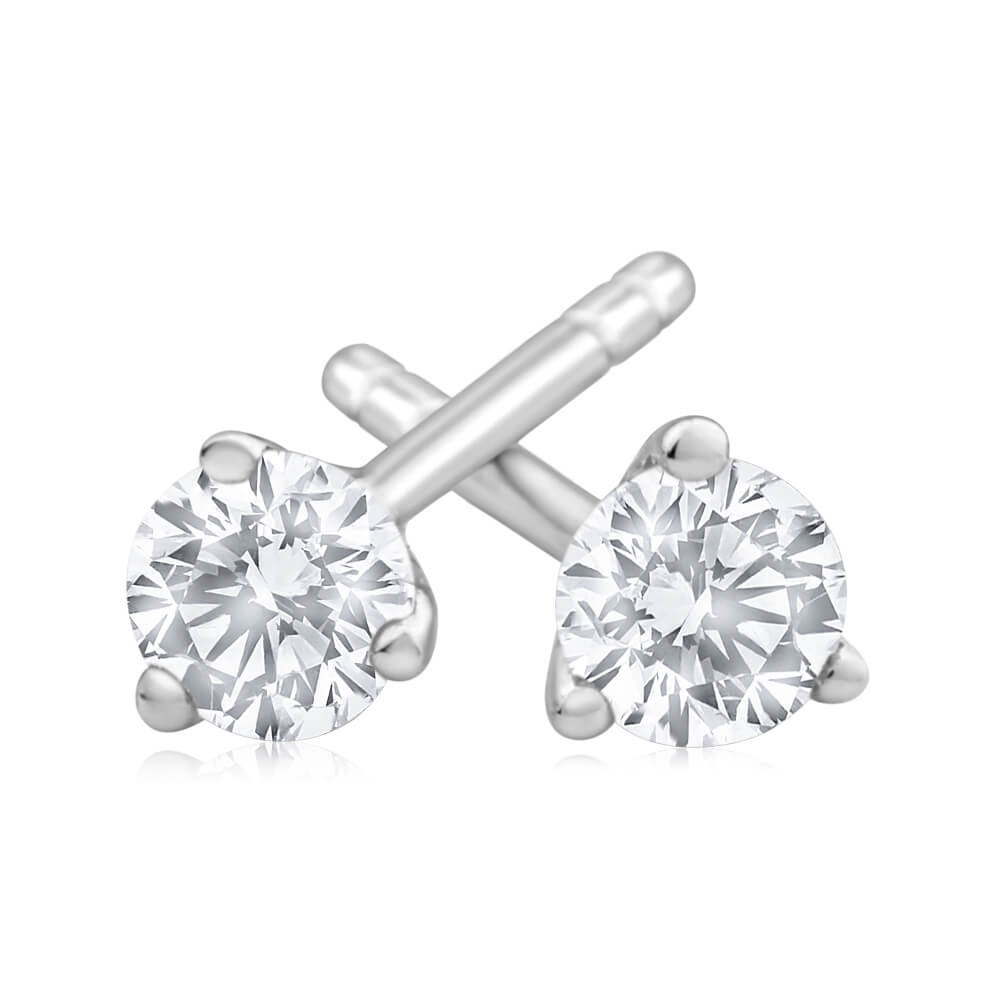 Flawless Cut 9ct White Gold Diamond Stud Earrings