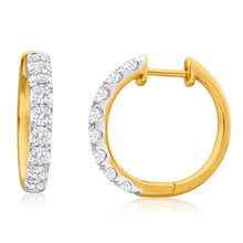 Load image into Gallery viewer, Flawless Cut 9ct Yellow Gold Diamond Hoop Earrings (TW=75-79pt)