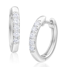 Load image into Gallery viewer, Flawless Cut 9ct White Gold Diamond Hoop Earrings With 5 Diamonds Each (TW=20pt)