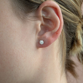 Flawless Cut 9ct White Gold Claw Diamond Stud Earrings (TW35-39pt)