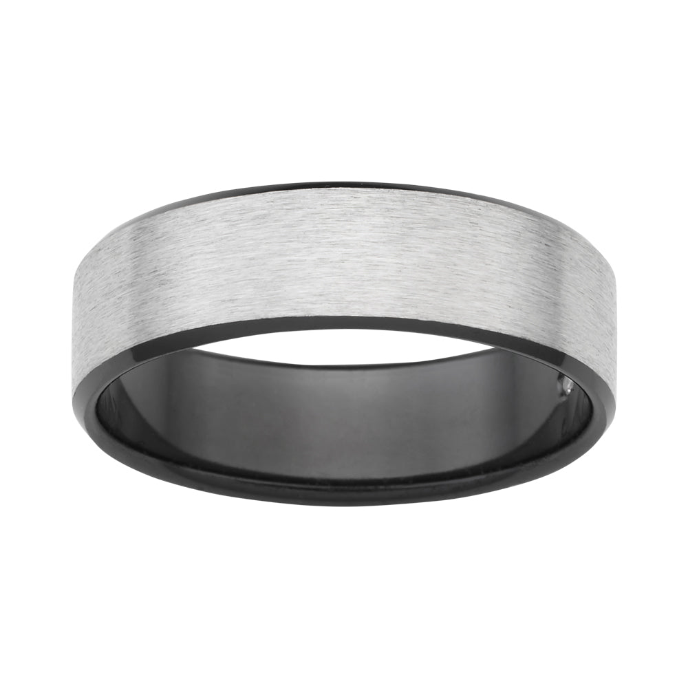 Flawless Cut Titanium and Zirconium Flat Bevelled Brushed Finished 7mm Ring