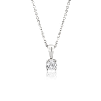Flawless 9ct White Gold 0.10 Carat Diamond Solitaire Pendant on a 45cm Chain