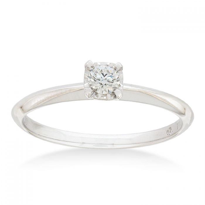 Flawless Cut 18ct White Gold Solitaire Ring With 1/6 Carats Diamond