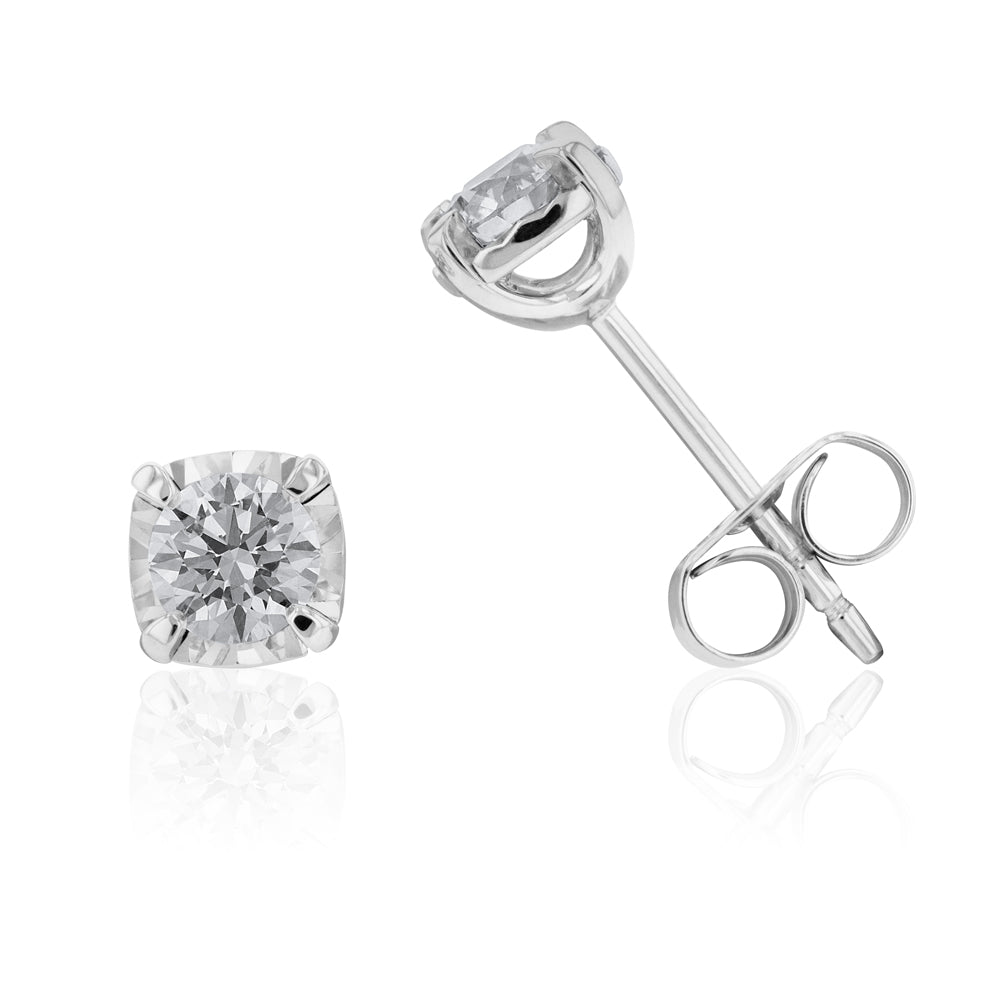 Flawless Cut 1/2 Carat 18ct White Gold Diamond Stud Earrings