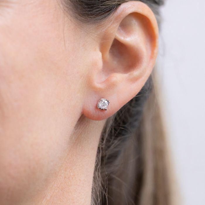 Flawless Cut 1/2 Carat 18ct White Gold Diamond Stud Earrings