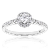 Flawless Cut 3/8 Carat Halo Ring in 18ct White Gold