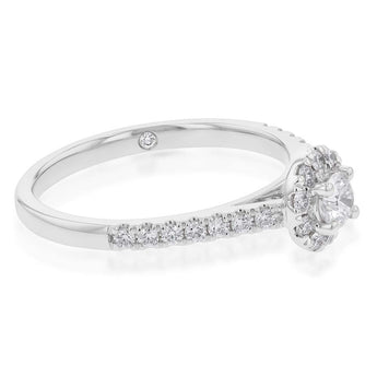 Flawless Cut 3/8 Carat Halo Ring in 18ct White Gold