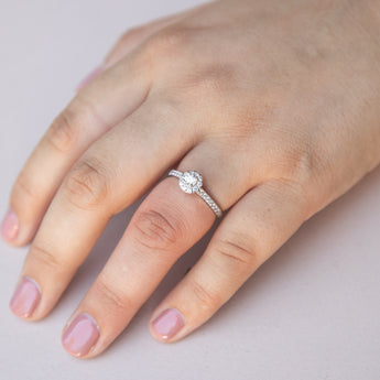 Flawless Cut 3/8 Carat Halo Ring in 18ct White Gold