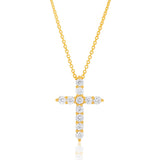 Flawless Cut 1/4 Carat Diamond Cross Pendant in 9ct Yellow Gold 45CM Chain Included