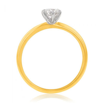 Flawless Cut 1/2 Carat Solitaire Hearts and Arrows 6 Claw in 18ct Yellow & White Gold