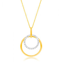 Load image into Gallery viewer, Flawless Cut 1/5 Carat Diamond Circle Pendant in 9ct Yellow Gold &amp; White Gold + Chain