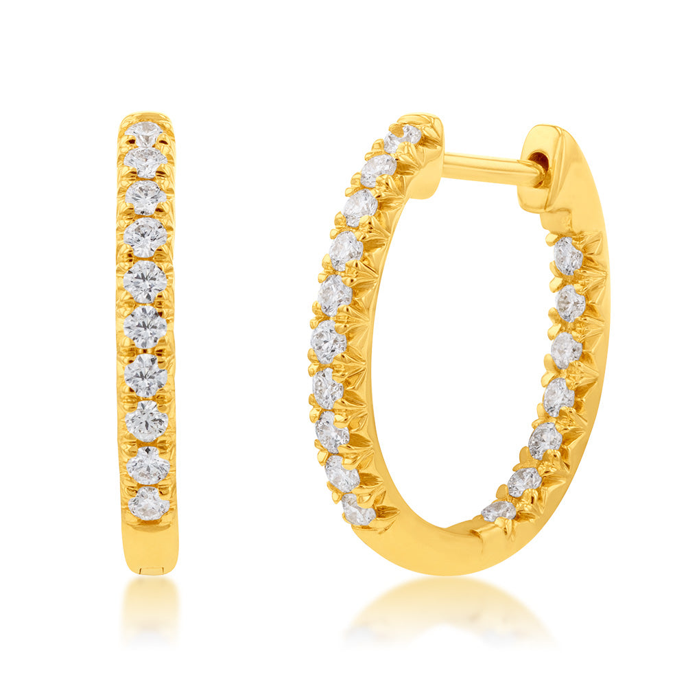 Flawless Cut 1/3 Carat Diamond Hoop Earrings in 9ct Yellow Gold
