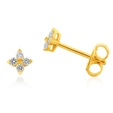 Flawless Cut 1/8 Carat Diamond Stud Earrings in 9ct Yellow Gold