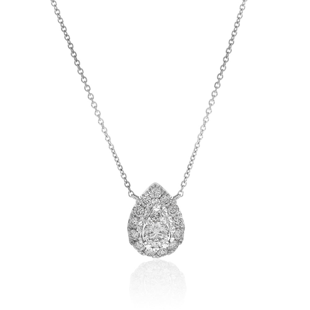 Flawless Cut 1/3 Carat Tear Drop Diamond Pendant in 9ct White gold With 45cm Chain