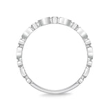 Memoire 18ct White Gold Vintage Round & Illusion Pear Stack Ring with 19 Diamonds