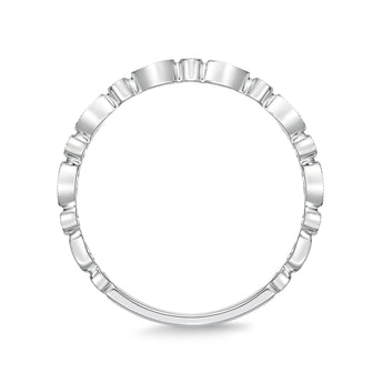 Memoire 18ct White Gold Vintage Round & Illusion Pear Stack Ring with 19 Diamonds