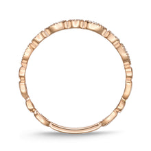 Load image into Gallery viewer, Memoire 18ct Rose Gold 1/5 Carat Diamond Vintage Round &amp; Illusion Pear Stack Ring
