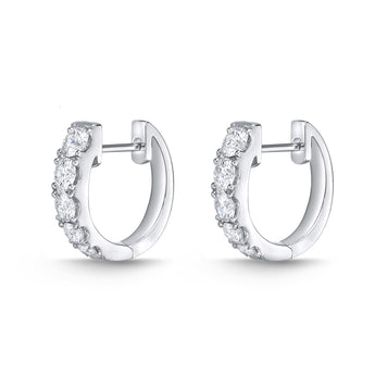 Memoire 18ct White Gold 0.90 Carat Diamond Graduated Huggies 14x14mm
