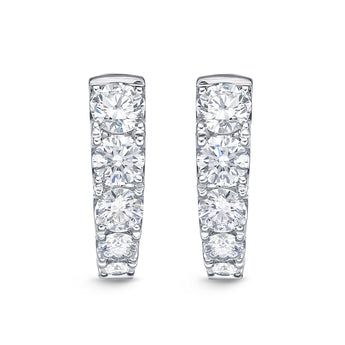 Memoire 18ct White Gold 0.90 Carat Diamond Graduated Huggies 14x14mm