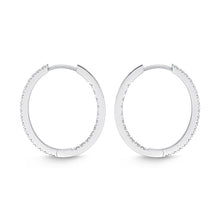 Load image into Gallery viewer, Memoire 18ct White Gold 1/2 Carat Diamond Classic Oval Diamond Hoop Earrings 20x18mm