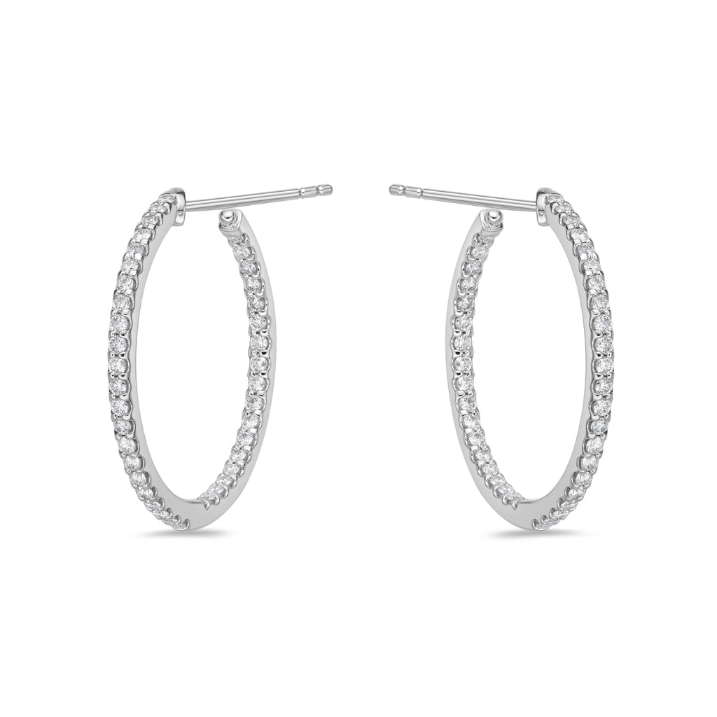 Memoire 18ct White Gold 3/4 Carat Diamond Odessa Hoop Earrings 24x24mm