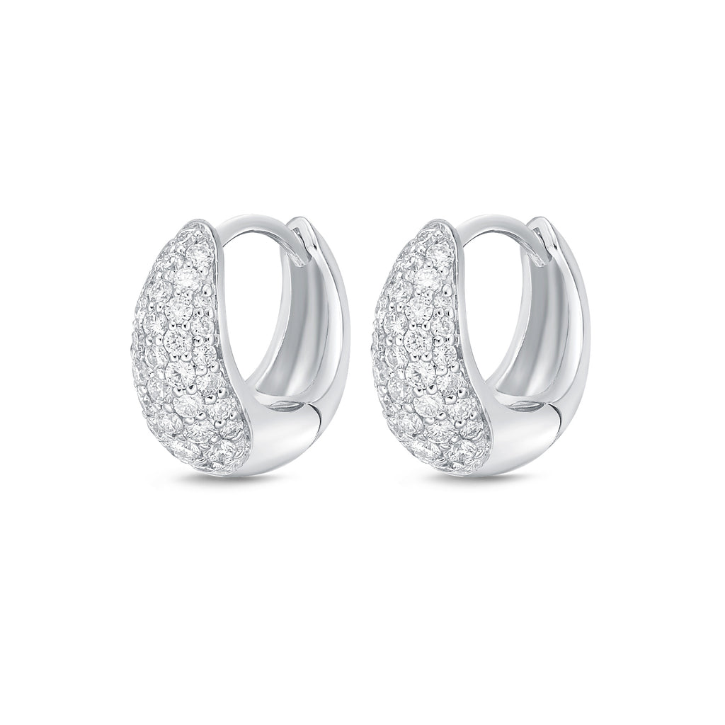 Memoire 18ct White Gold 1/2 Carat Diamond Pave Hoop Earrings