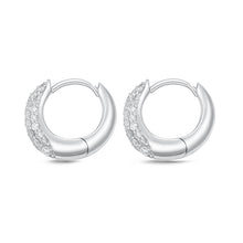 Load image into Gallery viewer, Memoire 18ct White Gold 1/2 Carat Diamond Pave Hoop Earrings