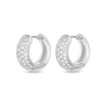 Memoire 18ct White Gold 0.80 Carat Diamond Pave Huggies 13x13mm