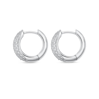 Memoire 18ct White Gold 0.80 Carat Diamond Pave Huggies 13x13mm